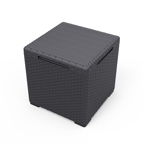 4-Piece Outdoor Lounge Set with 2 Sofas, Storage Coffee Table & Cushions, Rattan-Effect Weather-Resistant Resin, Grey