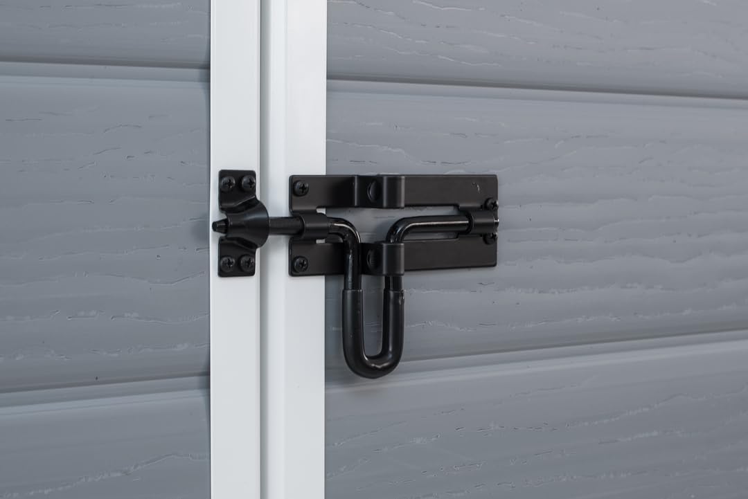 6 x 8 ft Outdoor Plastic Garden Storage Shed, Grey, Lockable Weather-Resistant Storage Shed