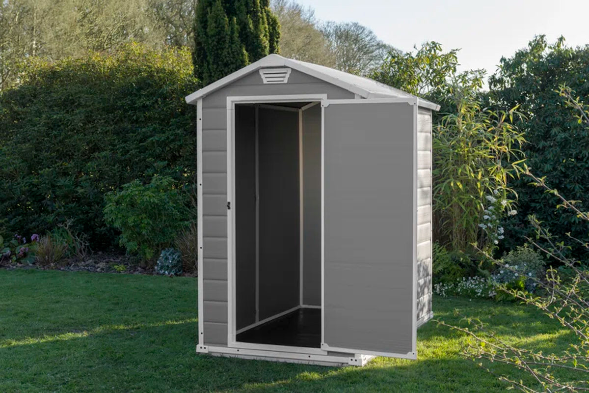 4 x 6 ft Apex Wooden Garden Shed, Outdoor Storage Shed with Single Door
