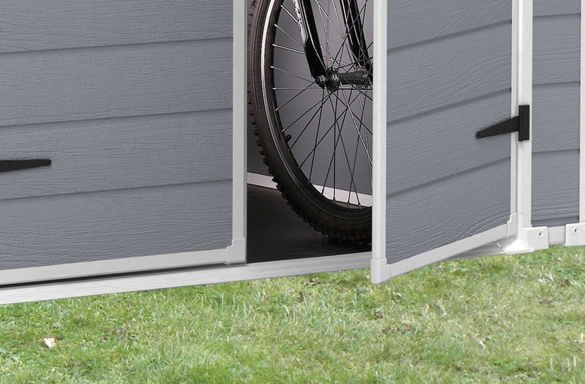 6 x 8 ft Outdoor Plastic Garden Storage Shed, Grey, Lockable Weather-Resistant Storage Shed