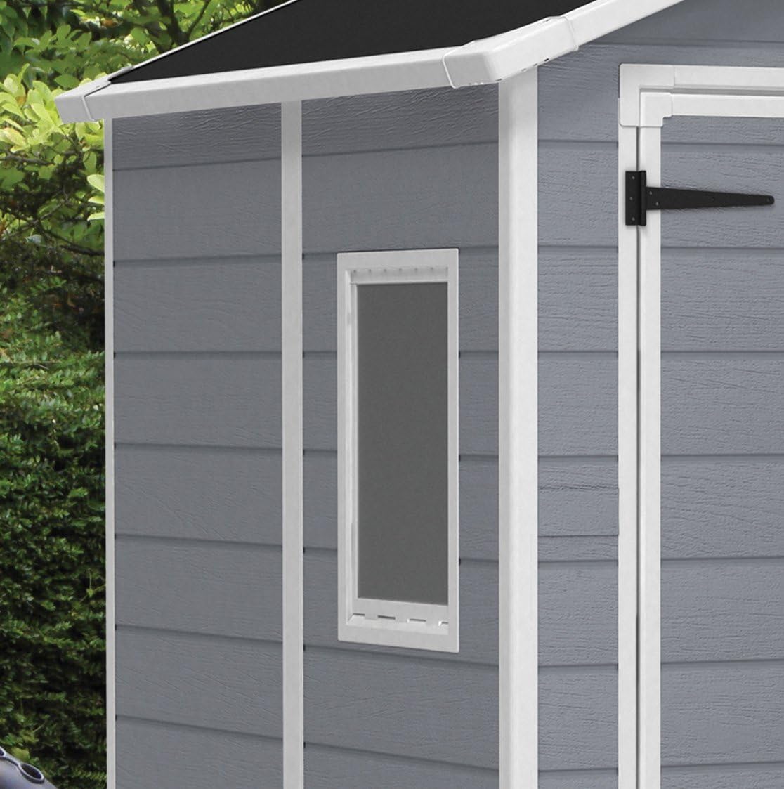 6 x 8 ft Outdoor Plastic Garden Storage Shed, Grey, Lockable Weather-Resistant Storage Shed