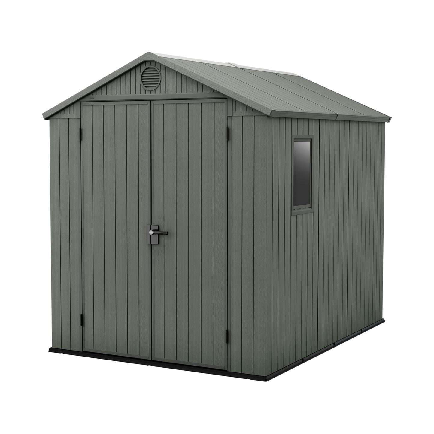 6 x 8 ft Outdoor Resin Garden Shed, Wood-Look Waterproof Storage Shed with Double Lockable Doors for Tools & Bikes