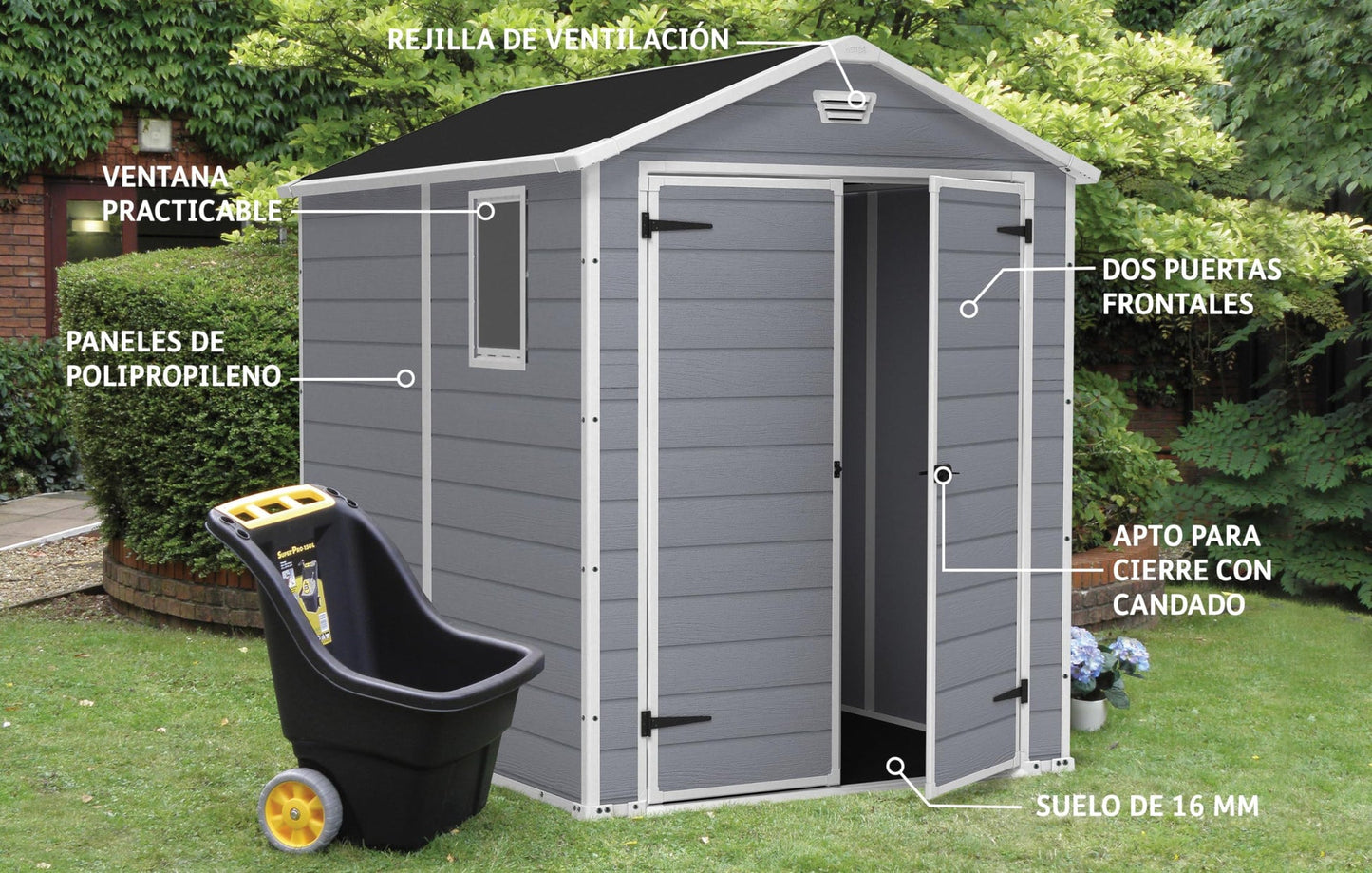 6 x 8 ft Outdoor Plastic Garden Storage Shed, Grey, Lockable Weather-Resistant Storage Shed