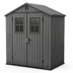 4 x 6 ft Heavy Duty Plastic Garden Shed, Weather-Resistant Outdoor Storage Shed, Lockable Double Doors, Grey
