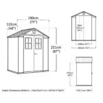 4 x 6 ft Heavy Duty Plastic Garden Shed, Weather-Resistant Outdoor Storage Shed, Lockable Double Doors, Grey
