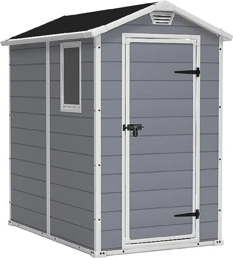 4 x 6 ft Apex Wooden Garden Shed, Outdoor Storage Shed with Single Door