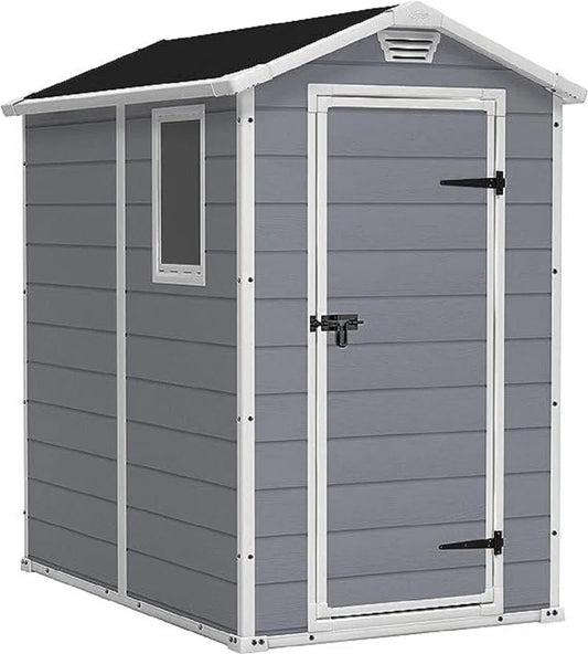 4 x 6 ft Apex Wooden Garden Shed, Outdoor Storage Shed with Single Door
