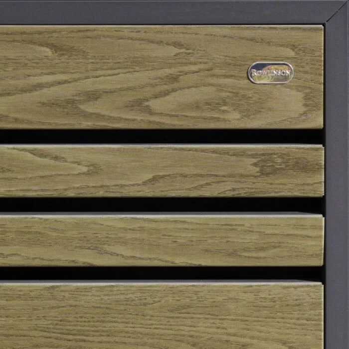 Triple Bin Storage Unit, Wooden Outdoor Bin Store with Lift-Up Lids & Front Doors, Oak Finish
