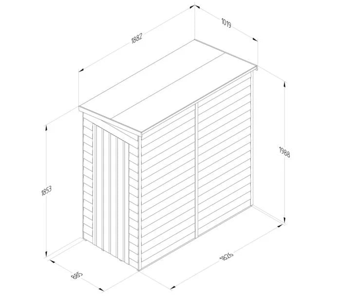 3 x 6 ft Wooden Pent Garden Shed, Overlap Timber Storage Shed with Single Door