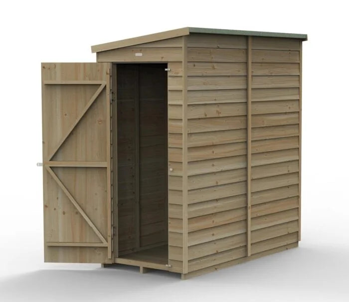 3 x 6 ft Wooden Pent Garden Shed, Overlap Timber Storage Shed with Single Door