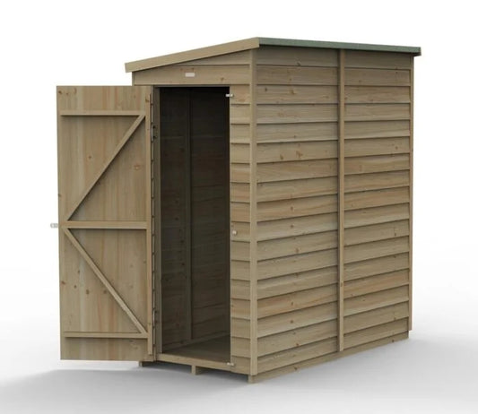 3 x 6 ft Wooden Pent Garden Shed, Overlap Timber Storage Shed with Single Door